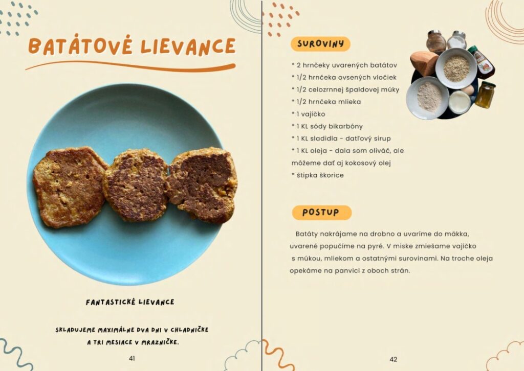 Recept na Batátové lievance. Ukážka z e-booku BLW receptár. Bistro u Marty.